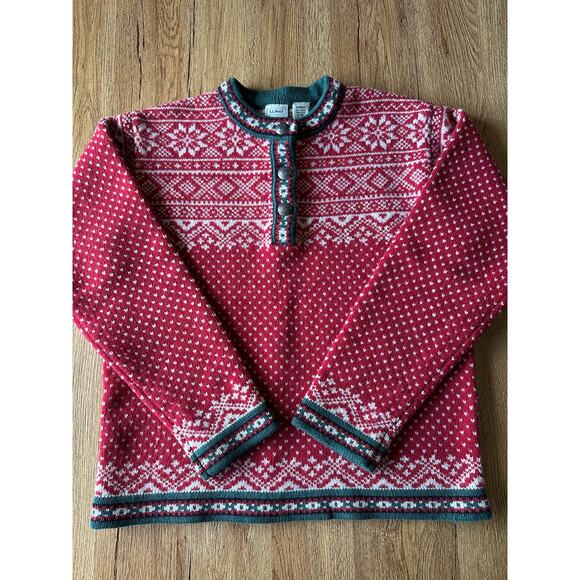 L.L. Bean Women's Vtg Merino Lambswool Snowflake Sweater Size Small - Picture 1 of 7